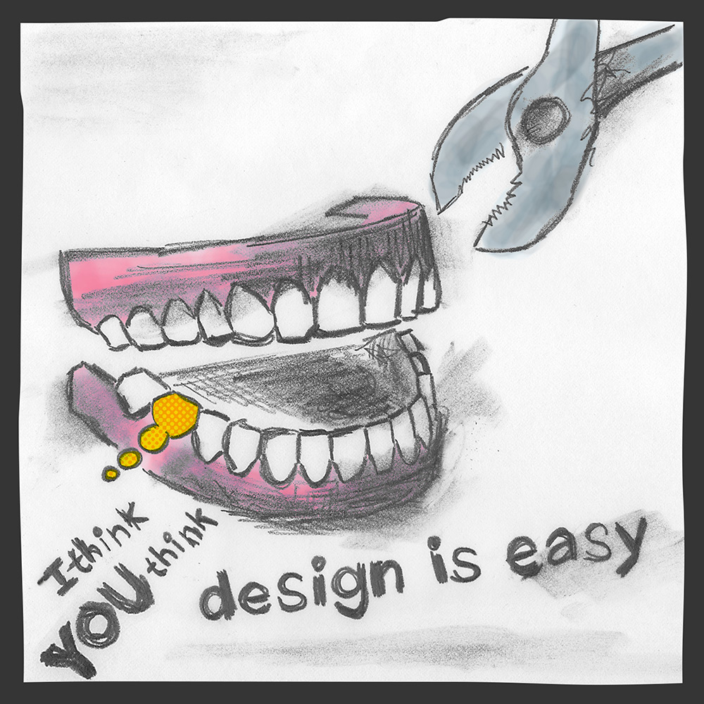 Jeff Kern design book cover for "I Think You Think Design is Easy"
